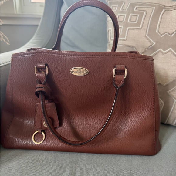 Coach Brown Satchel with Structured Design and Double Handles - Picture 1 of 3